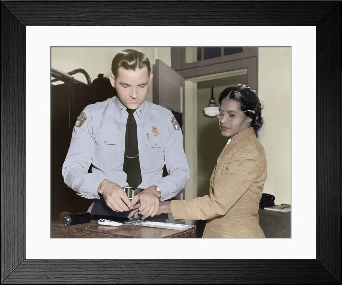 Framed Print : Rosa Parks is finger-printed by Deputy Sheriff D.H. Lackey in Montgomery, Alabama, Feb. 22, 1956