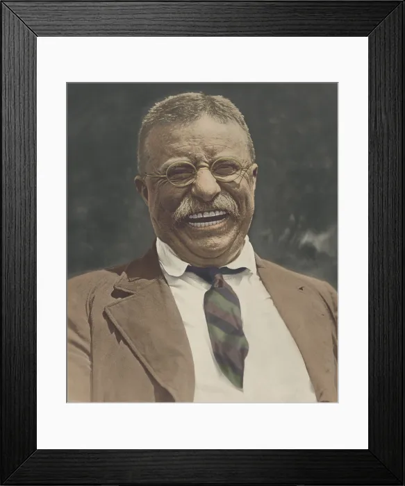 Framed Print : Theodore Roosevelt laughing, c. 1910-1912. Roosevelt returned from his post-presidential African safari to adoring crowds on June 18, 1910