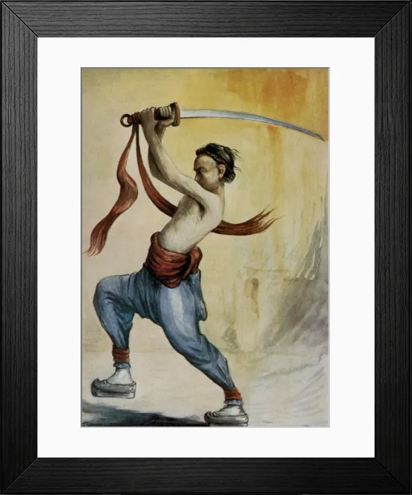 Framed Print : Chinese Boxer exercising to a war song, ca. 1899-1900 Framed Print : Chinese Boxer exercising to a war song, ca. 1899-1900