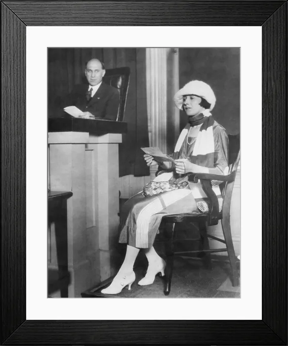 Framed Print : Jean Aker, in court testified about the status of her marriage to Rudolph Valentino. June 5, 1922 Framed Print : Jean Aker, in court testified about the status of her marriage to Rudolph Valentino. June 5, 1922