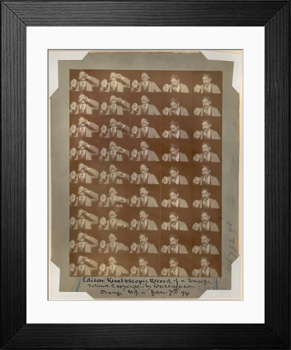 Framed Print : Edison kinetoscope record of a sneeze (aka FRED OTT'S SNEEZE), by W.K.L. Dickson, Orange, New Jersey, January 9, 1894
