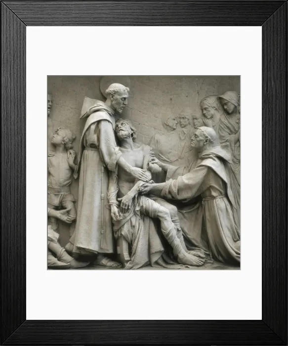 Framed Print : QUEROL Y SUBIRATS, Agustn (1860-1909). Saint Francis of Assisi Healing Lepers. 19th c. Relief. SPAIN. Madrid. National Library. AISA / Everett Collection**US SALES ONLY**