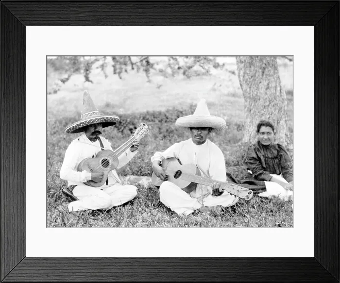 Framed Print : Folk Music. Musical picnic, photo by Hugo Brehme, Mexico, D.F. ca. 1910s