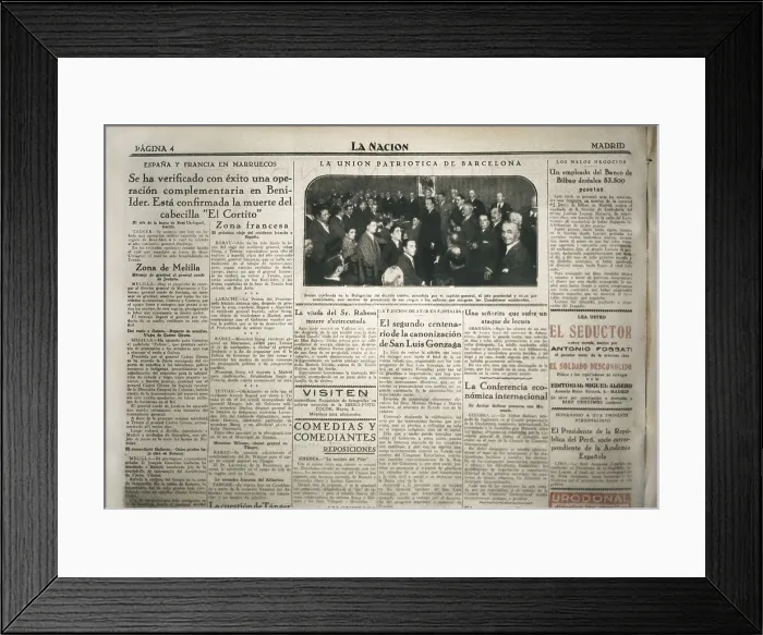 Framed Print : Spain (1923). Newspaper 'La Nacin' (17th November 1927). Meeting of the Unin Patritica in Barcelona. SPAIN. Madrid