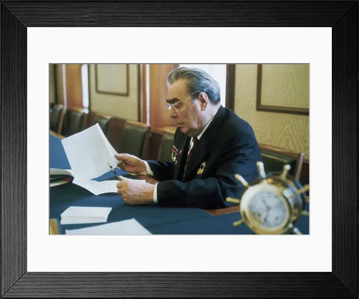 Framed Print : BREZHNEV, Leonid (1906-1982). Portrait of Leonid Brezhnev in his Kremlin's office. RUSSIA. Moscow. Kremlin. AISA / Everett Collection**US SALES ONLY**