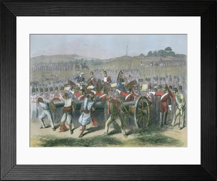 Framed Print : Blowing from a Gun the Execution of 40 Sepoy Mutineers in Ludhiana, June 10, 1857