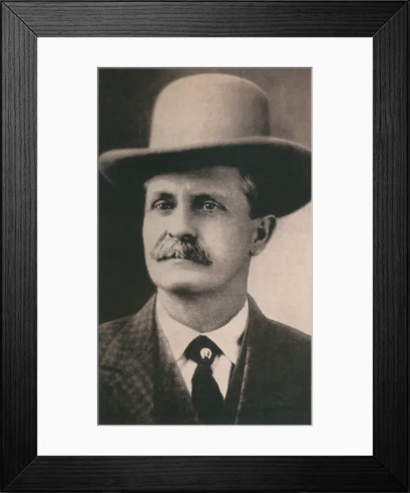 Framed Print : William Bill Tilghman (1854-1924), fought with Wyatt Earp during the Dodge City War (dates), went on the become a deputy US Marshal, in Oklahoma Territory