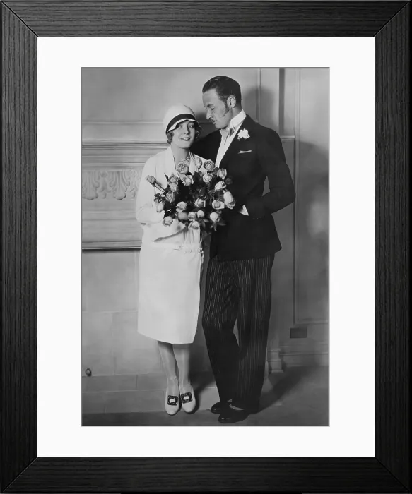 Framed Print : Hungarian Actress Vilma Banky with husband, American actor Rod La Rocque, April 28, 1927. Rocque appeared in films and made the transition to sound film