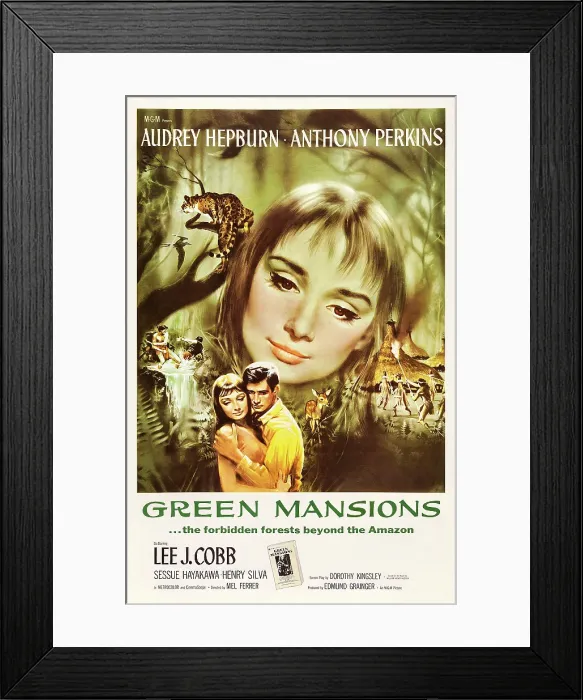Framed Print : GREEN MANSIONS, US poster, Audrey Hepburn, Anthony Perkins, 1959 Framed Print : GREEN MANSIONS, US poster, Audrey Hepburn, Anthony Perkins, 1959