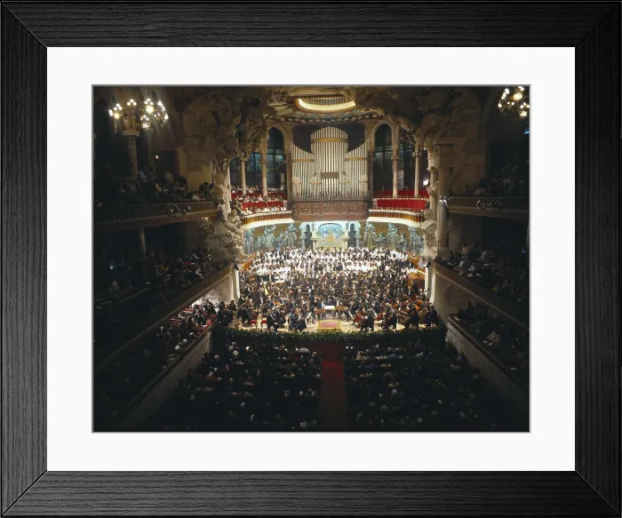 Framed Print : SPAIN. Barcelona. Palace of Catalan Music. Symphonic coral concert by the Orquestra Ciutat de Barcelona i Nacional de Catalunya (OCBN) and the Orfe Catal. Architecture