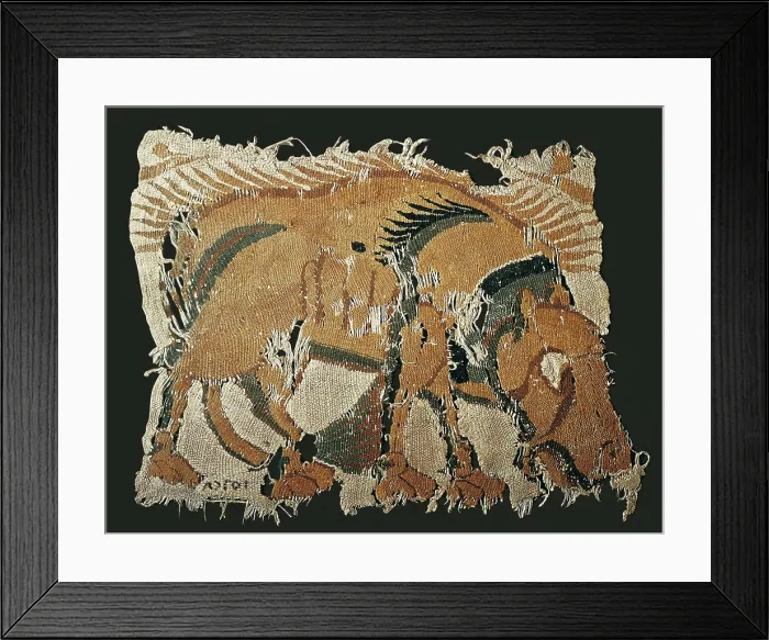 Framed Print : Fragment of Egyptian fabric with hippopotamus of the Fatimid period (9th c.). Islamic art. Textiles. EGYPT. Cairo. Museum of Islamic Arts. AISA / Everett Collection**US SALES ONLY**
