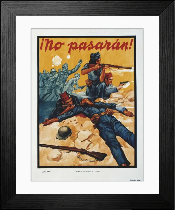 Framed Print : Spanish Civil War (1936-1939) 'No pasarn!' (They Shall not Pass). Poster in honour of the popular militia (July 1936). AISA / Everett Collection**US SALES ONLY** Framed Print : Spanish Civil War (1936-1939) 'No pasarn!' (They Shall not Pass). Poster in honour of the popular militia (July 1936). AISA / Everett Collection**US SALES ONLY**