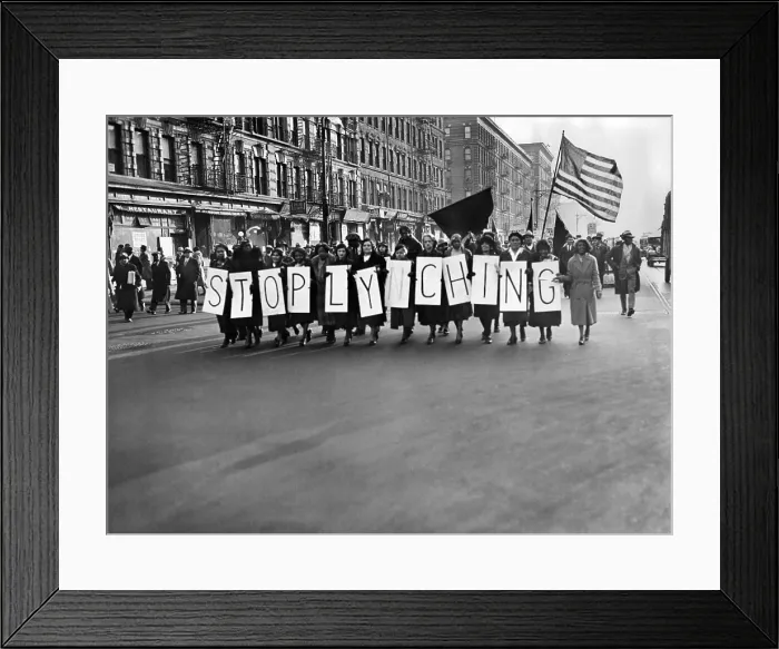 Framed Print : Harlem protests the Scottsboro verdict as a L-Y-N-C-H-I-N-G