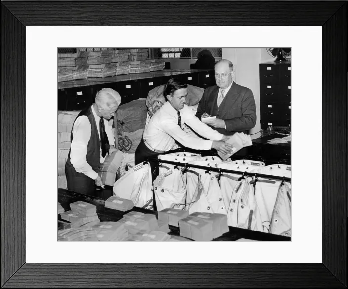 Framed Print : The first Social Security checks are mailed