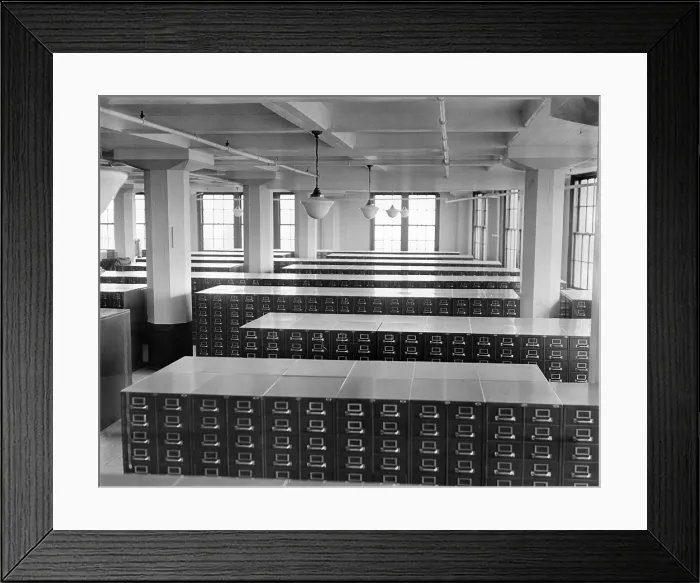 Framed Print : Social Security files. 5, 000 filing cabinets will be used to keep the records of the Social Security Administration. Nov. 27, 1936 Framed Print : Social Security files. 5, 000 filing cabinets will be used to keep the records of the Social Security Administration. Nov. 27, 1936