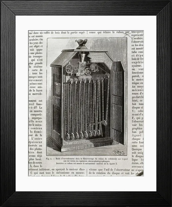 Framed Print : EDISON, Thomas Alva (1847-1931). Kinetoscope, invented by Thomas Edison in 1891. Engraving. AISA / Everett Collection**US SALES ONLY**
