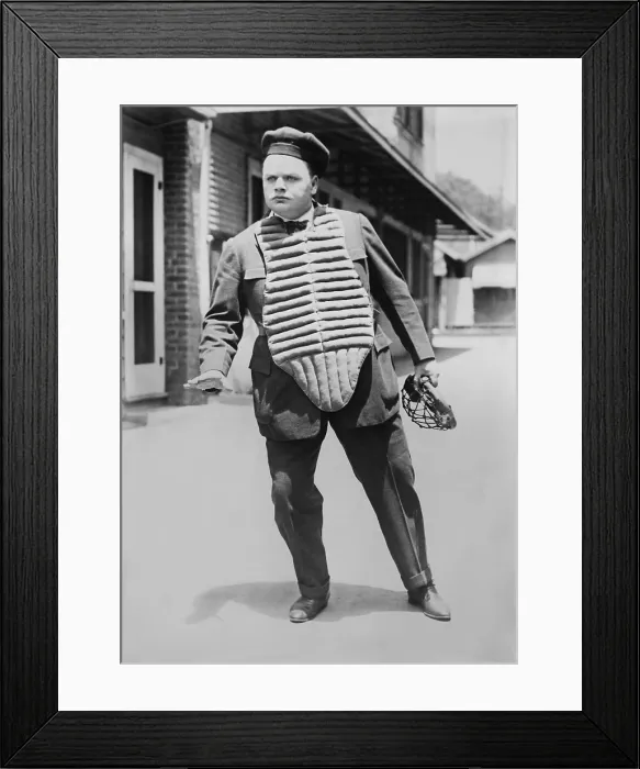 Framed Print : Fatty Arbuckle, American actor, in baseball catchers uniform movie set, c. 1920. His full name was Roscoe Conkling Arbuckle, after the NYC politician, Congressman, and Senator Framed Print : Fatty Arbuckle, American actor, in baseball catchers uniform movie set, c. 1920. His full name was Roscoe Conkling Arbuckle, after the NYC politician, Congressman, and Senator