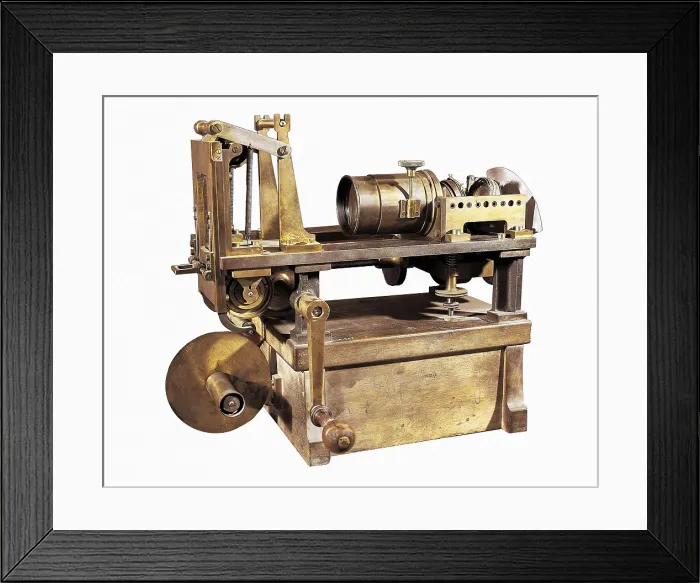 Framed Print : LUMIRE, Louis (1864-1948); LUMIRE, Auguste (1862-1954). The Lumiere cinematograph invented in 1894. FRANCE. Paris