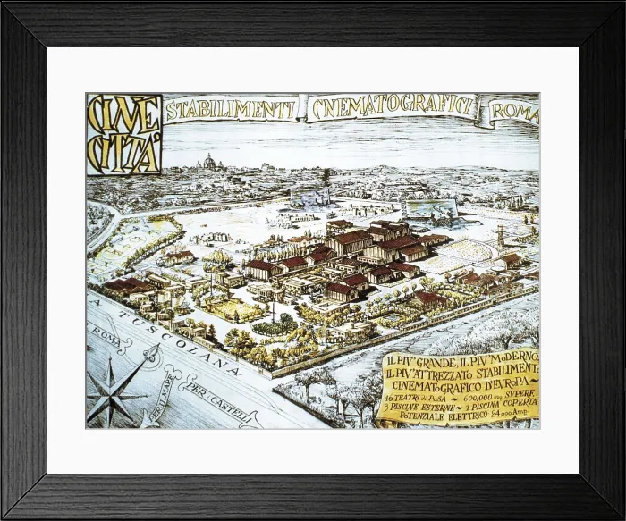 Framed Print : Cinecitt Studios in Rome. Map of the fascist period. AISA / Everett Collection**US SALES ONLY** Framed Print : Cinecitt Studios in Rome. Map of the fascist period. AISA / Everett Collection**US SALES ONLY**