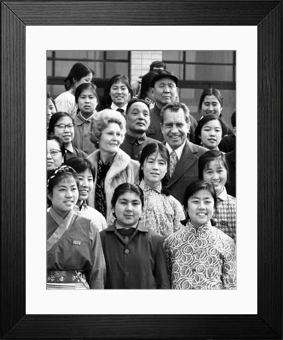 Framed Print : Former President Richard and Pat Nixon visit China. They pose with Chinese men and women during a tour of Beijing. Feb. 23, 1976. (CSU_ALPHA_555) CSU Archives / Everett Collection