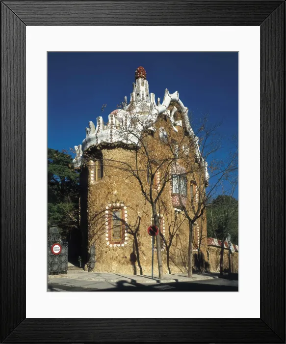 Framed Print : GAUDI i CORNET, Antoni (1852-1926). Park Gell. 1900-1914. SPAIN. CATALONIA. Barcelona. Park Gell. Service pavilion located on the right of the main entrance. Modernism