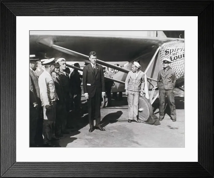 Framed Print : Lindbergh, Charles A. (1902-1974). Lindbergh's visit with his monoplane 'Spirit of Saint Louis' to the Navy. AISA / Everett Collection**US SALES ONLY**