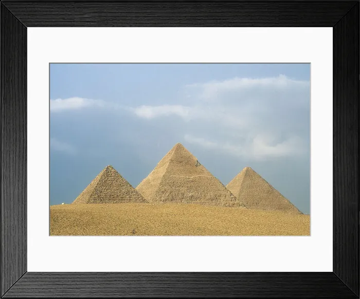 Framed Print : EGYPT. GIZA. Giza. Pyramids of Khufu, Khafre and Menkaure. Egyptian art. Old Kingdom. Architecture. AISA / Everett Collection**US SALES ONLY**