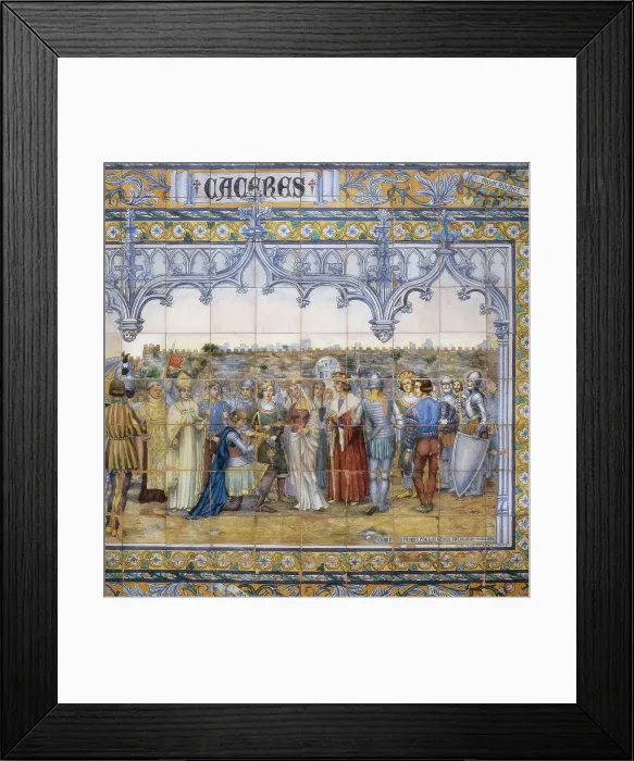 Framed Print : SPAIN. Sevilla. Spain Square. Spain (s. XV). The Catholic Monarchs swearing the Privileges (Fueros) of Cceres. Ceramics. AISA / Everett Collection**US SALES ONLY**