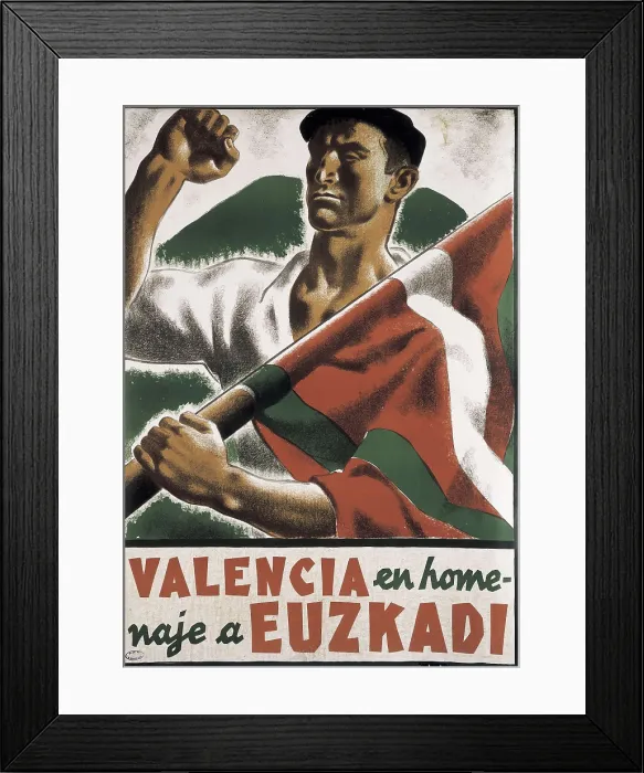 Framed Print : Spanish Civil War (1936-1939). 'Valencia en homenaje a Euzkadi' (Valencia in homage to Euzkadi). Poster. SPAIN. Salamanca. Archivo Histrico Nacional Framed Print : Spanish Civil War (1936-1939). 'Valencia en homenaje a Euzkadi' (Valencia in homage to Euzkadi). Poster. SPAIN. Salamanca. Archivo Histrico Nacional