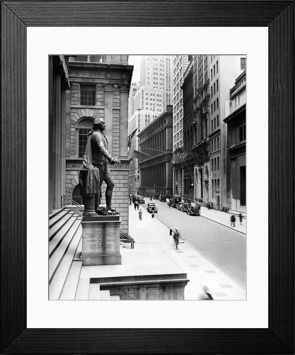 Framed Print : Wall Street is virtually deserted in front of the US Sub-treasury building