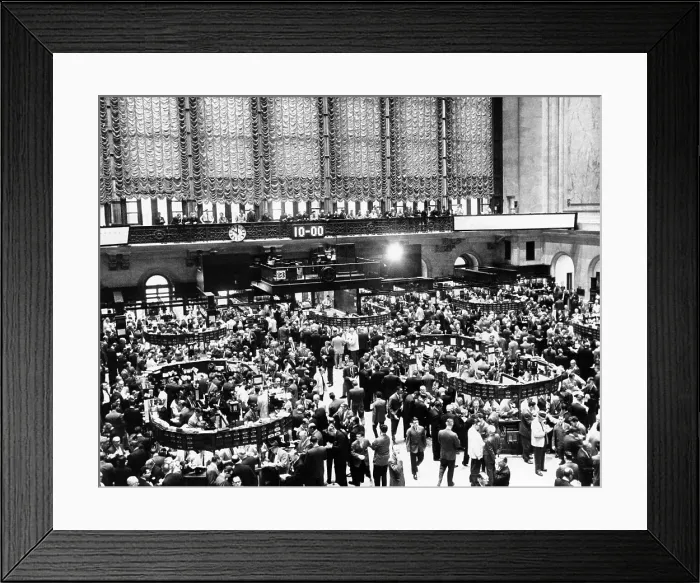 Framed Print : New York Stock Exchange during heavy trading on Oct. 23, 1962. The previous day President John Kennedy announced the presence of offensive missile sites in Cuba