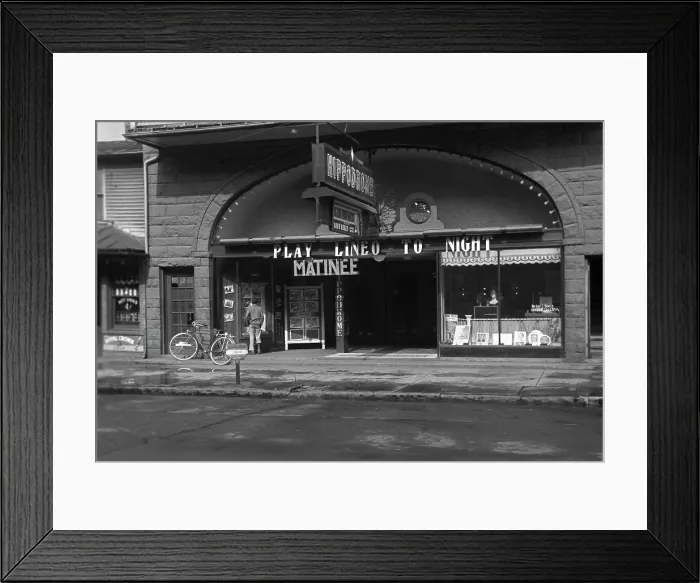 Framed Print : Movie theater, Elkins West Virginia, photograph by John Vachon, 1939 Framed Print : Movie theater, Elkins West Virginia, photograph by John Vachon, 1939