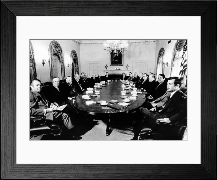 Framed Print : President Richard Nixon with his full second term cabinet