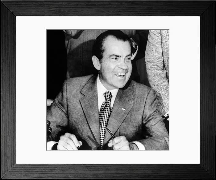 Framed Print : President Richard Nixon smiles during a White House signing ceremony Framed Print : President Richard Nixon smiles during a White House signing ceremony