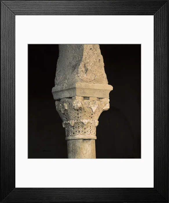 Framed Print : Church of San Miguel de Escalada. 913. SPAIN. CASTILE AND LEON. LEON. Gradefes. San Miguel de la Escalada. Capital of the outside portico. Mozarabic art. Sculpture
