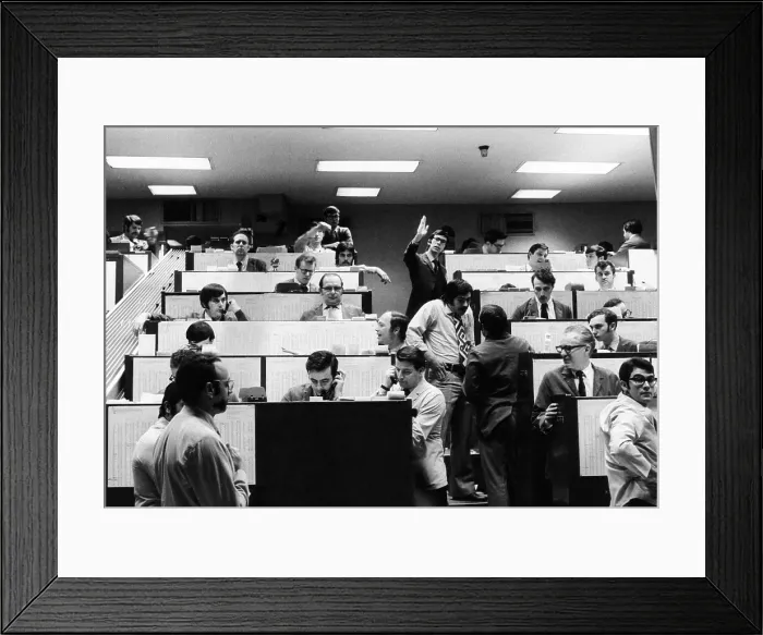 Framed Print : Clerks at the American Stock Exchange use hand signals to communicate with traders on the floor. March 3, 1970. (CSU_ALPHA_1155) CSU Archives / Everett Collection