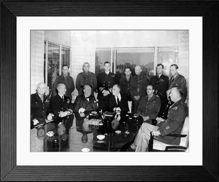 Framed Print : Allied Nations War Strategy Conference in Casablanca, French Morocco, Jan. 31, 1943. L-R, Seated: Lt. Gen
