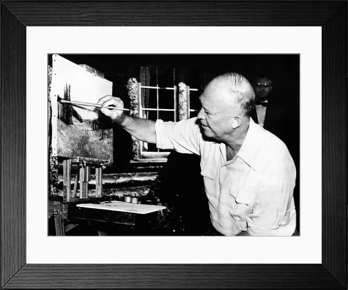Framed Print : Republican Presidential nominee, Dwight Eisenhower painting in Fraser, Colorado. He took up painting in 1948 and completed 260 works which he gave to family and friends