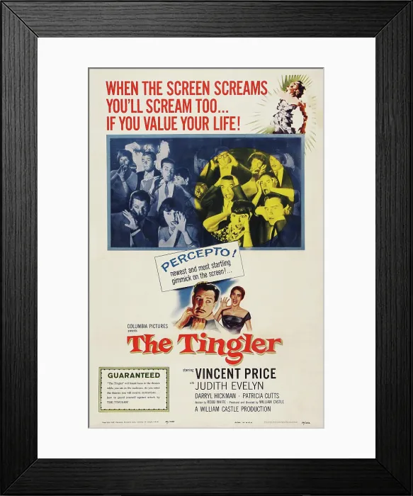 Framed Print : THE TINGLER, US poster art, bottom: Vincent Price, Patricia Cutts, 1959