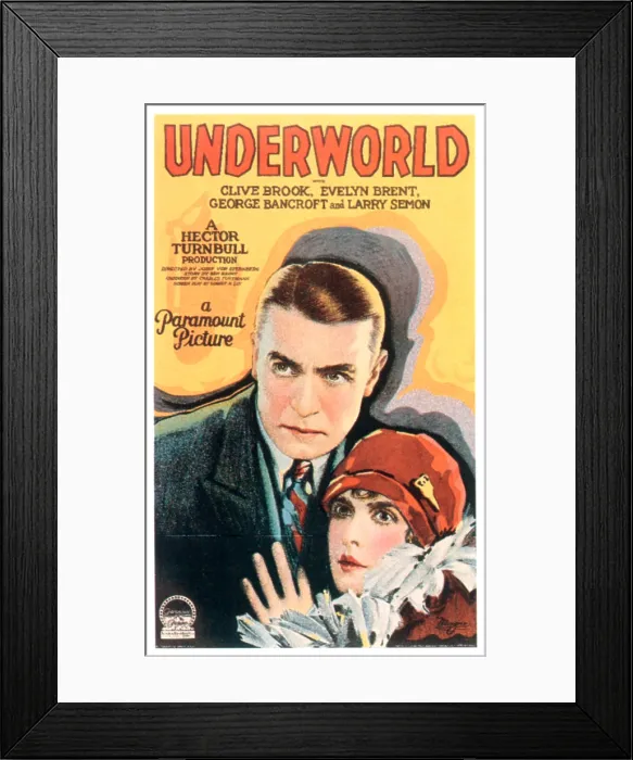 Framed Print : UNDERWORLD, Clive Brook, Evelyn Brent, 1927