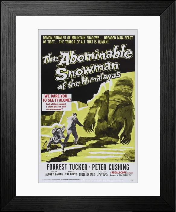 Framed Print : THE ABOMINABLE SNOWMAN, (aka THE ABOMINABLE SNOWMAN OF THE HIMALAYAS), US poster art, back, from left: Forrest Tucker, Peter Cushing, 1957