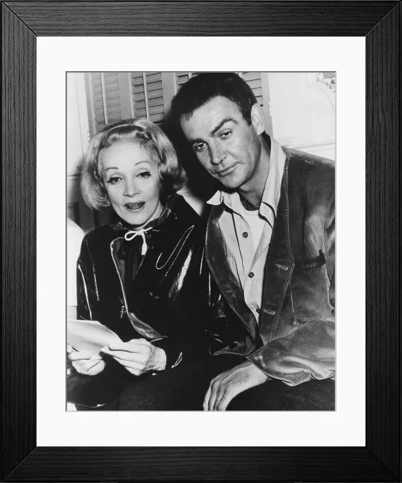 Framed Print : A FINE MADNESS, Marlene Dietrich visits Sean Connery on set, 1966 Framed Print : A FINE MADNESS, Marlene Dietrich visits Sean Connery on set, 1966
