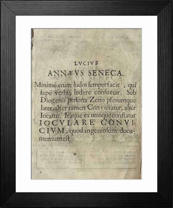 Framed Print : Quotation by Lucius Annaeus Sneca contained in an edition of 'El Parnaso espaol y musas castellanas' (The Spanish Parnassus and Castilian Musses) Framed Print : Quotation by Lucius Annaeus Sneca contained in an edition of 'El Parnaso espaol y musas castellanas' (The Spanish Parnassus and Castilian Musses)