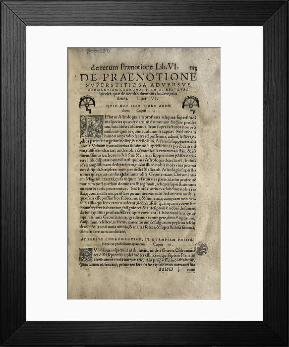 Framed Print : PICO DELLA MIRANDOLA, Giovanni (1463-1494). 'De Rerum Praenotione'. Beginning of the Book VI