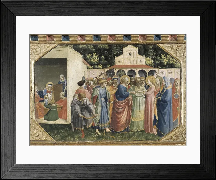 Framed Print : ANGELICO, Fra (1387-1455). The Annunciation. ca. 1445. Detail of the predella depicting the Nuptials of Saint Joseph and the Virgin Mary. Renaissance art. Quattrocento Framed Print : ANGELICO, Fra (1387-1455). The Annunciation. ca. 1445. Detail of the predella depicting the Nuptials of Saint Joseph and the Virgin Mary. Renaissance art. Quattrocento