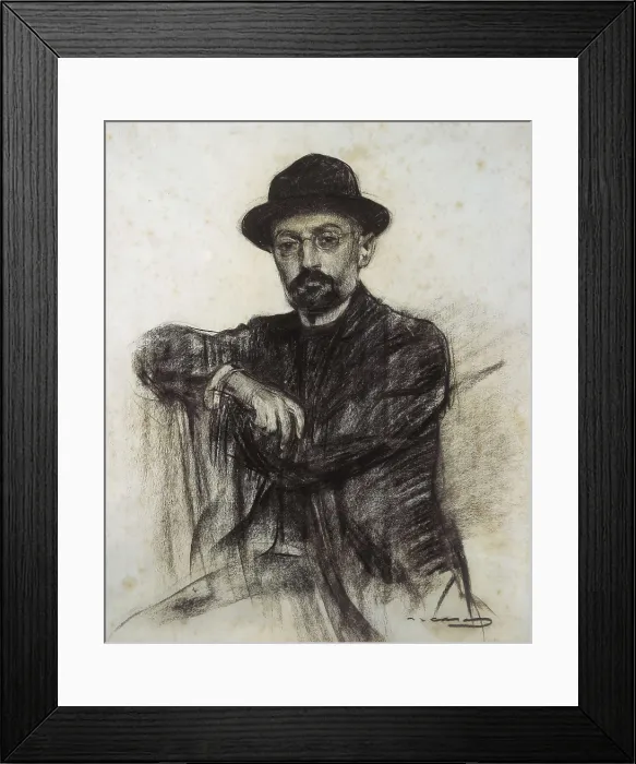 Framed Print : CASAS i CARBO, Ramn (1866-1932). Portrait of Unamuno. ca. 1900. Modernism. Drawing. SPAIN. Barcelona. National Art Museum of Catalonia. AISA / Everett Collection**US SALES ONLY**