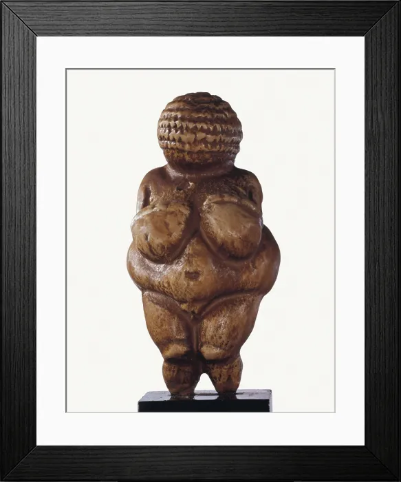 Framed Print : Venus of Willendorf. 23rd mil. BC. Representation of fertility. Upper Paleolithic. Gravettian. Sculpture on rock. AUSTRIA. Vienna. Natural History Museum. Proc: AUSTRIA