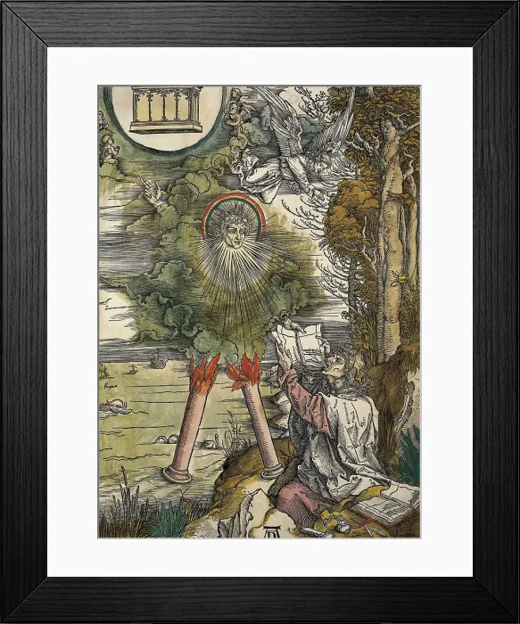 Framed Print : DURER, Albrecht (1471-1528). Apocalypse of St. John. 1496-1498. Saint John the Evangelist receiving in Patmos the divine inspiration to write the Apocalypse. Flemish art