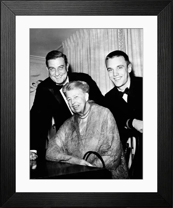 Framed Print : Eleanor Roosevelt with son Franklin Jr. and his son, Franklin D. Roosevelt III. FDR III became an economist and Professor at Sarah Lawrence College. Oct. 6, 1961 Framed Print : Eleanor Roosevelt with son Franklin Jr. and his son, Franklin D. Roosevelt III. FDR III became an economist and Professor at Sarah Lawrence College. Oct. 6, 1961