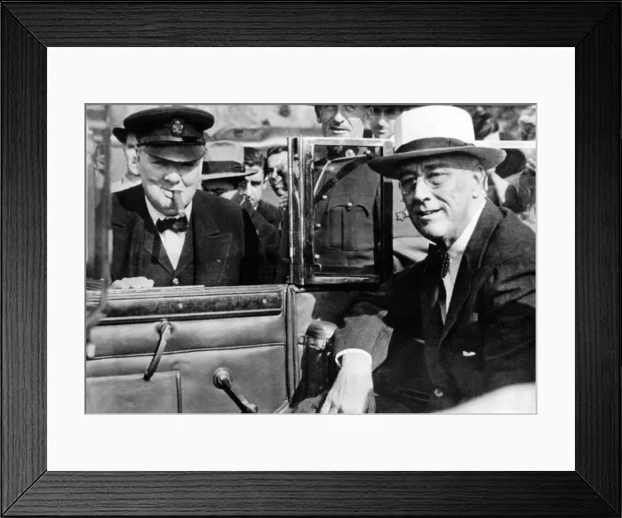 Framed Print : Victory is everywhere, said Winston Churchill as he greeted President Franklin Roosevelt
